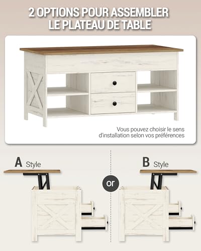 Table basse réglable 100x50 avec rangement Hzuaneri