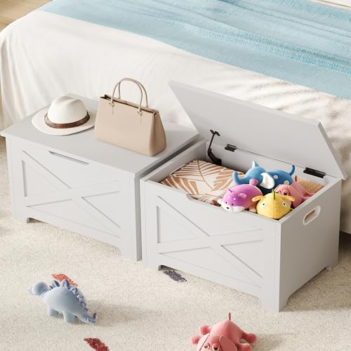 GAOMON Storage Chest, Wooden Toy Storage Bench, Modern Style Lift-Top Toy Chest with Safety Hinge for Entryway, Bedroom, Living Room, Supports 300 Lb and Easy Assembly