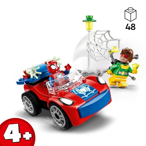 LEGO 10789 Marvel Spider-Mans Auto und Doc Ock Set, Spidey und Seine Super-Freunde, baubares Spielzeug für Jungen und Mädchen ab 4 Jahren, mit im Dunkeln leuchtenden Teilen
