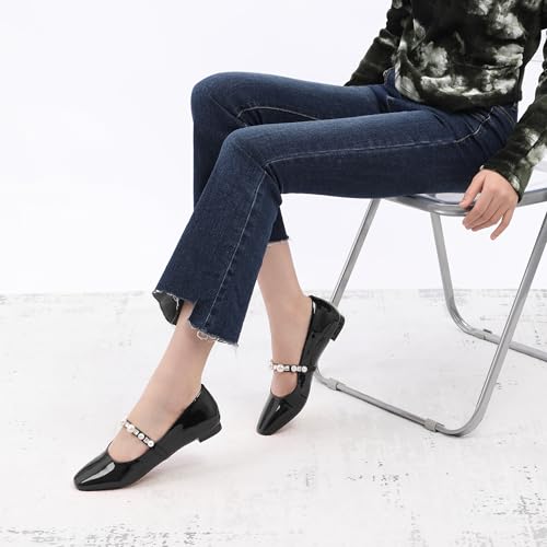 Cute Mary Jane Flats Shoes for Women Comfort Patent Round Closed Toe Slip on Ballet Office Casual Work Pumps3