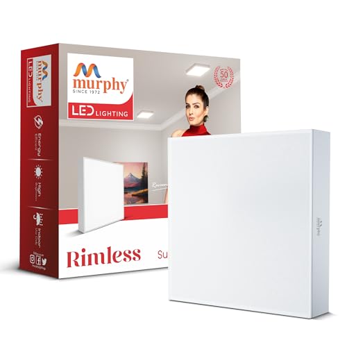 Image of Murphy 18W LED Rimless Square Surface Panel Light | Cool White 6000K | Up to 1800 Lumens | 4kV Surge Protection | Shockproof PC Body | BIS Approved | 2 Years Warranty |Pack of 1
