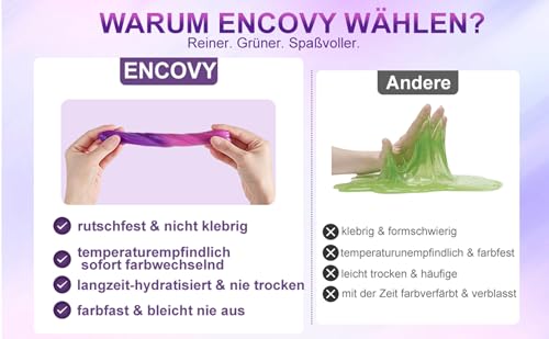 ENCOVY Magic Knete Intelligente Slime 80g, Magische Putty Inteligenteknete Violett Wärmeempfindlicher Dough Farbwechsel, Therapieknete, Stressball Ersatz DIY Spielzeug Kinder Jungen Mädchen Erwachsene