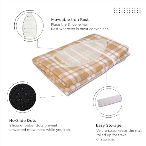 Image of Encasa XO Ironing Mat, Heat Resistant Pad, Silicone Iron Rest Beige