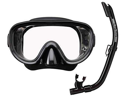 リーフツアラー シュノーケリング シュノーケル マスク スノーケル 大人用 2点セット シリコーン/エラストマー製 ブラック RC9104