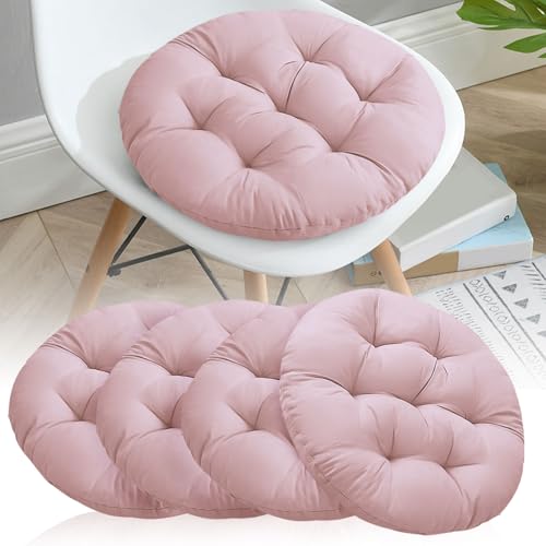 Hengrongshen 4 Piezas Cojines Redondos Gris-Rosa, Cojines Sillas Comedor 40 x 40 Cm, Cojin Silla Exterior, Cojines Sillas Terraza para Silla de Jardín, Silla de Ordenador, Silla de Oficina