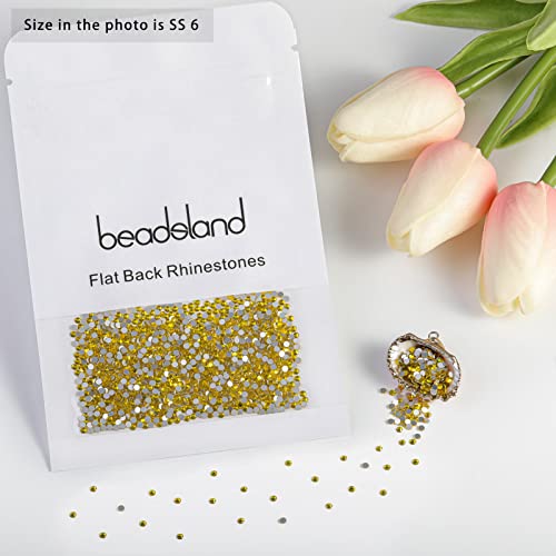 Image of Beadsland 2880pcs Flat Back Crystal Rhinestones Round Gems for Nail Art and Craft Glue Fix,Lemon Yellow,SS6,1.9-2.1mm | Flatback Glass Gems, 1.9-2.1mm, for Nail Art Craft, Glue Fix,Citrine