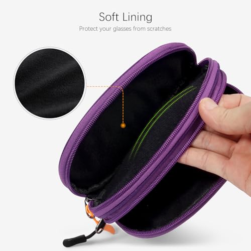Image of Double Eyeglasses Case Soft Portable Zipper Sunglasses Pouch with Keychain Clip for Men Women