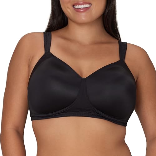 Playtex Womens Secrets Perfectly Smooth Wireless Bra, Full-Coverage T-Shirt for Full Figures Bra, Black Side Panel, 36DD US
