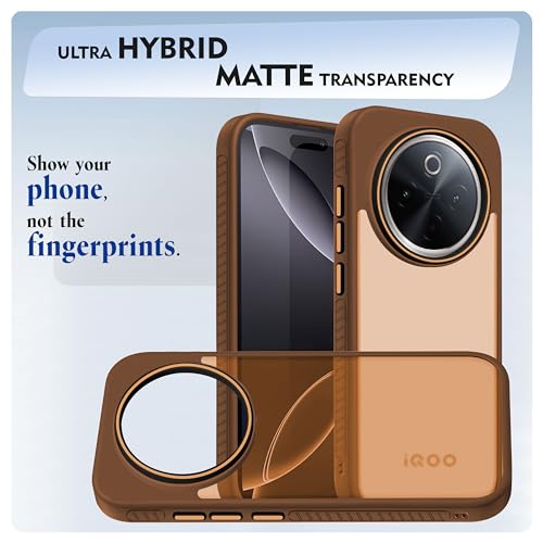 Image of V-TAN Back Cover for IQOO Z10 Compatible Case, Matte Finish Transparent Case, TPU, Camera Protective Shockproof Cover (Brown)