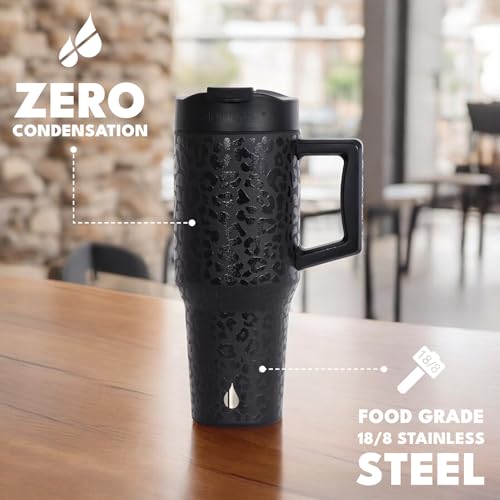 Image of Elemental 100% Leak Proof 32oz Tumbler with Handle & Straw Travel Mug | Stainless Steel Double Wall Insulated Tumbler for Hot and Cold Beverages with Sip & Straw Lid
