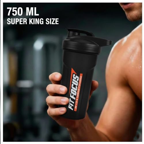 Image of Fitness Gym Bag with Protein Shaker Bottle, Blue and Black, Waterproof Leather Duffle Bag for Men and Women, Stylish Gym Kit (Black)