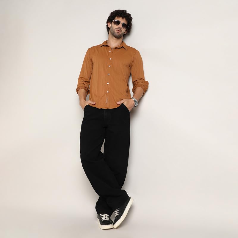 Image of CAHOOT Men's Shirt for Casual Wear | Mid-Rise | Regular Fit | Button Closure | Shirt Crafted with Comfort Fit for Everyday Wear
