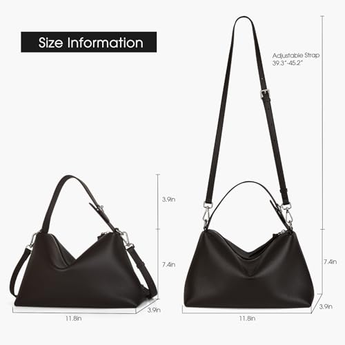 Image of DONNAIN Premium Full-Grained Leather Crossbody Bags for Women, Slouchy Shoulder Bag with Adjustable Strap and Tote Handbag
