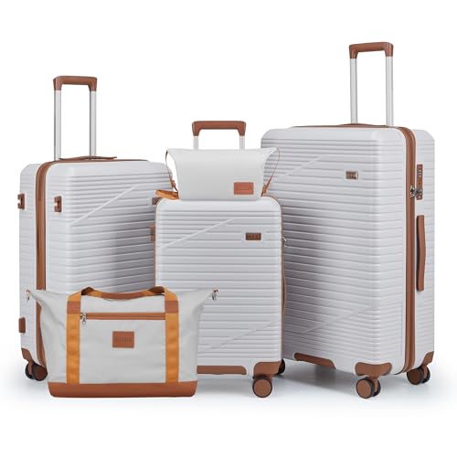 Image of NEISIA Luggage Sets 3 Piece, Hard Shell Carry on Suitcase with Spinner Wheels and TSA Lock, Travel Lightweight Luggage Set with YKK Zippers (Light Purple, 5 piece sets(20 /24 /28 /DB /TB)