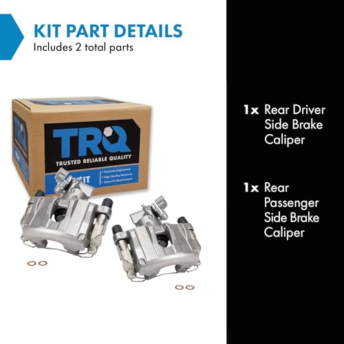 Image of TRQ Rear Driver and Passenger Side Brake Caliper Set Caliper Brackets Hardware Compatible with 06-08 Mazda 5