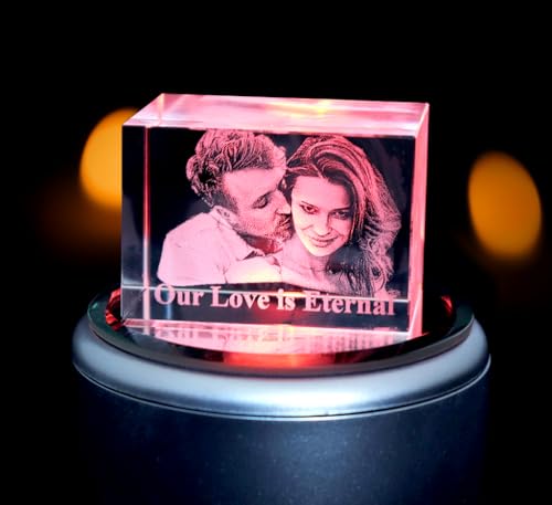 Personalised 3D Rectangular Photo Crystal Block Custom Photo Cube for Wedding Anniversary Birthday Graduation Housewarming Gift (Small 60x40x40mm)