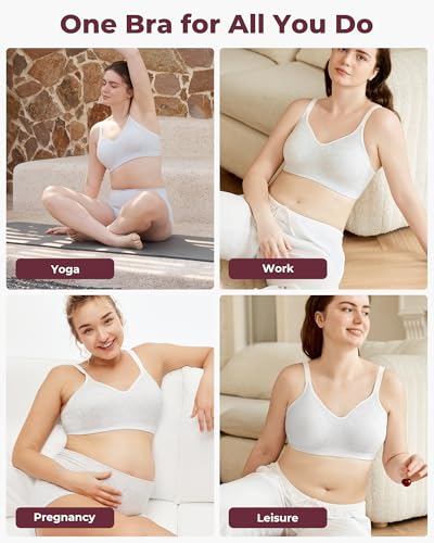 Image of Momcozy Seamless U.S. Cotton Wireless Padded Bras for Women