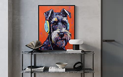 Schnauzer Art Print Poster - Wall Art Painting Decor, Dog Pop Art Home Artwork for Bedroom, Living Room, Bathroom (16x20 inches, Unframed)