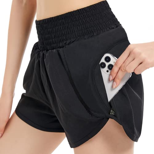 Dresime Kurze Hose Damen 2in1 mit Radlerhose, Sport Gym Shorts Sommer...