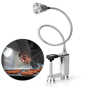 BBQ Grill Light 12 LED Super Bright, Jhua 24 inch Long Flexible Neck Attaches Clip On Outdoor Barbecue Lamp with Magnet, Screw Clamp for Barbecue Grilling, Table or Workbench – Battery Operated