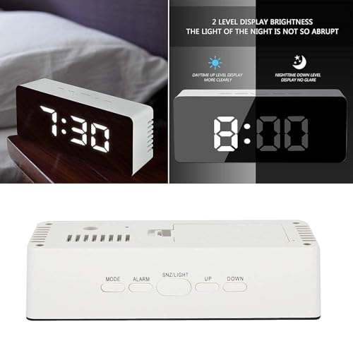 Image of Digital Alarm Clock with Mirror Finish LED Display, Modern Table Clock with Temperature & Date Display, Loud Alarm with Snooze Function,