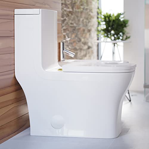 Image of Concorde One Piece Square Toilet Dual Flush, Brushed Gold Hardware 1.1 /1.6 gpf