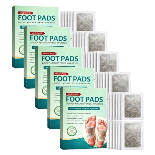 (50 Pieces) 100% Herbal And Gentle Ingredient Detox Foot Pads, 50 Pieces, Natural Ingredients for Sleep AidPain Relief, Toxin Removal with Bamboo Vinegar and Acupoint Micro-Massage Technology detox foot patch (PACK OF 05, 50, count) (Pack of 5)