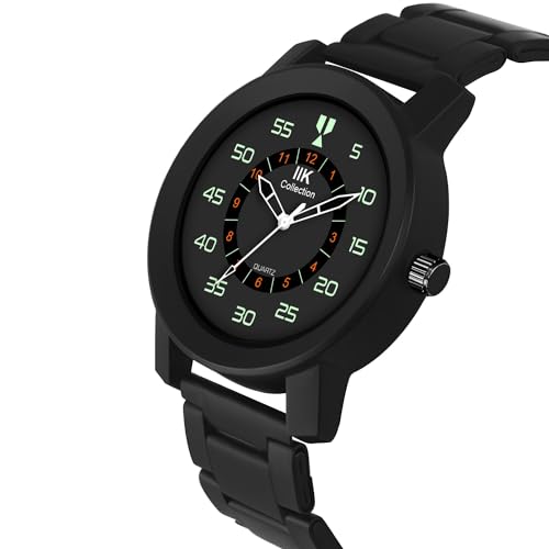Image of IIK COLLECTION Watches for Men Round Numerical Dial |Analogue Quartz Movemnet Mens Watch|Long Battery Life|Stainless Steel Adjustable Bracelet Black Chain with Long Lasting Polish| Watches for Boys