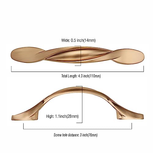 Image of Asidrama 10 Pack 3 Inch(76mm) Champagne Bronze Kitchen Cabinet Handles, Cabinet Pulls Kitchen Cabinet Hardware for Cupboard Drawer Pulls