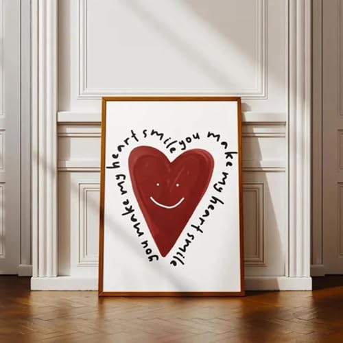 Affiche rouge Tu fais sourire mon cœur pour une déco de salon romantique