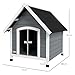 PawHut Hundehütte aus Holz Kleintierhaus mit Asphaltdach Outdoor Hundehöhle korrosionsbeständig Hundehaus mit herausnehmbarem Boden für mittelgroße Hunde 75 x 88 x 82 cm Grau