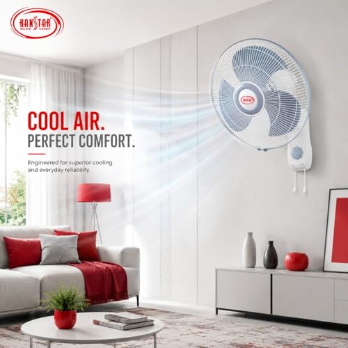 Image of AIRSWING Wall Fan 400mm | High Speed 2100 RPM Motor | Wide Oscillation | 3 Speed Settings | Low Noise Performance | Space Saving Wall Mounted Fan for Home & Office