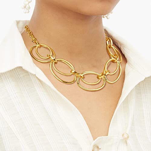 Chunky Gold Necklace for Women: 14k Gold Plated Loop Chain Link Statement Choker Necklace for Women - Chunky Fashion Pendant Jewelry3