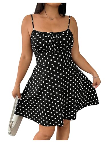 Image of BEAUDRM Women's Plus Size Floral Cami Dress Bow Tie Knot Sleeveless A Line Flared Dresses
