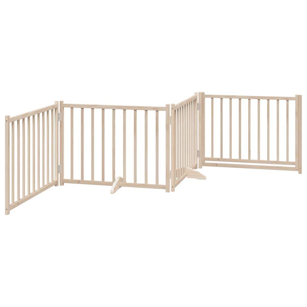 Homgoday Barrera para Perros,Barrera de Seguridad para Perros Mascotas,para Escaleras y Puertas Puerta para Perros Plegable 4 Paneles Madera de Abeto 320 cm