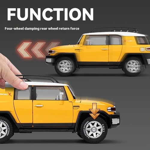 Image of 1:24 Toyota Fj Land Cruiser Toy Car Diecast Metal Car Light Sound Pull Back Openable Door Cars for Kids
