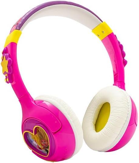 eKids Trolls Band Together - Auriculares Bluetooth para niños, auriculares inalámbricos con micrófono que incluyen cable auxiliar, reducción de
