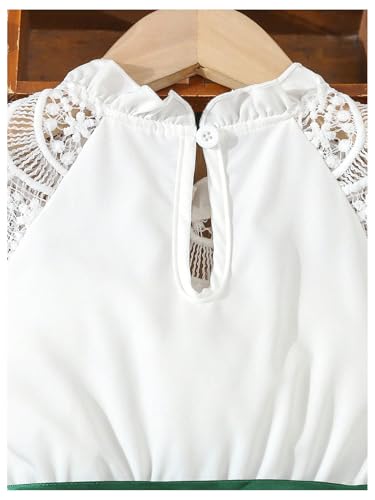 WDIRARA Toddler Girl's Lace Mock Neck Cap Sleeve Dress Belted A Line Flared Dresses4