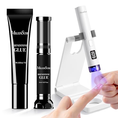 Image of MelodySusie White Handheld UV Light with Stand and Rhinestone Glue Kit