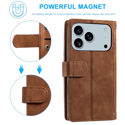 Coque iPhone 17 Pro Max en cuir marron rétro chic EYZUTAK - 3