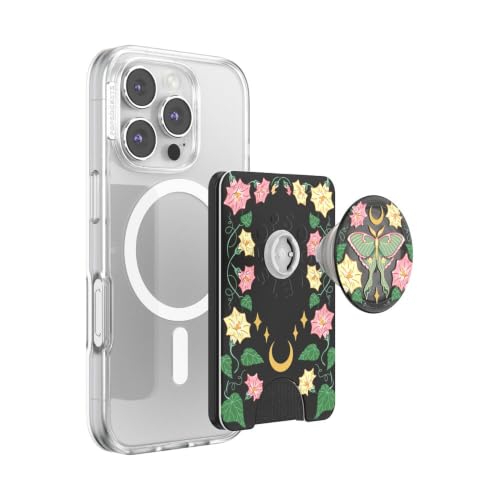 Image of PopSockets Phone Wallet for MagSafe with Grip- Moon Flower
