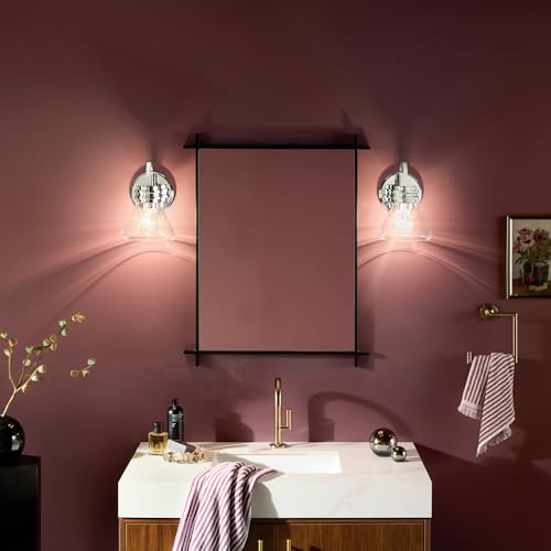 Image of Kichler Farum 7.25 inch 1-Light Wall Sconce with Clear Glass in Chrome for Bathroom Vanity Light, Kitchen, Bedroom, Hallway, or Fireplace (7.25 inch W x 9.5 inch H) 55153CHCLR