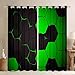 Feelyou Honeycomb Curtains for Bedroom for Kids Boys Girls Geometric Design Thermal Insulated Window Drapes Modern Marble Grommet Window Treatment Green Black 42W x 63L Inch 2 Panels