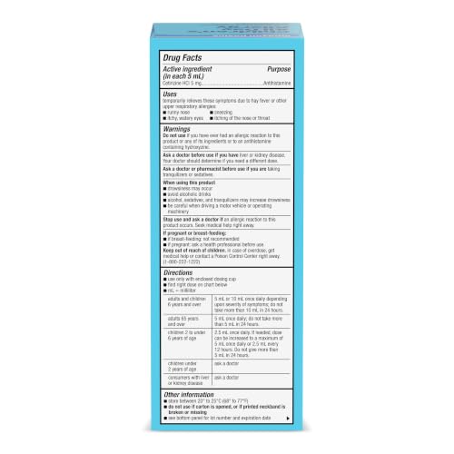 Amazon Basics Children's All Day Allergy Relief Medicine, Cetirizine Hydrochloride Oral Solution 1 mg/mL, Bubblegum Flavor, Dye Free, Sugar Free, 8 fl oz (Pack of 1) (Previously Care) - image 7
