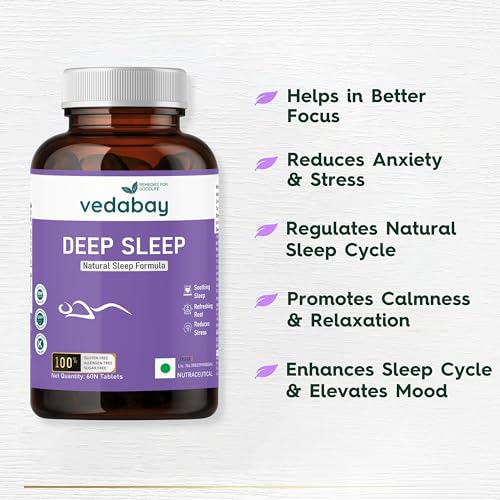 Image of Deep Sleep Tablets | Non-Habit-Forming Ayurvedic Sleep Support for Relaxation and Better Sleep Quality | 60 Tablets