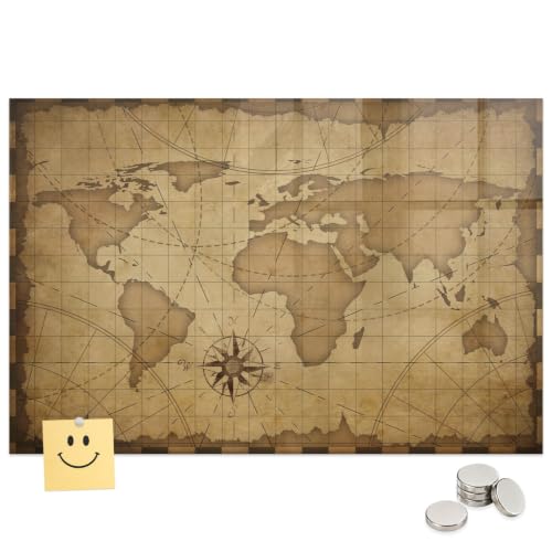 Tablero imantado de acero estilo mapa antiguo para organizar tareas y menús en hostelería