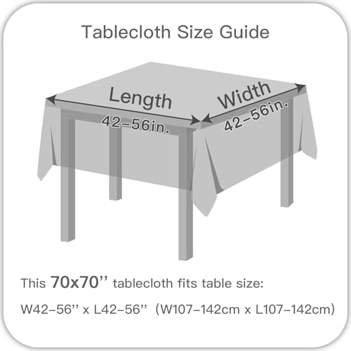 Image of maxmill Square Tablecloth Water Resistance Antiwrinkle Spill Proof Weaved Texture Table Cloth, Decorative Fabric Table Cover for Banquet Parties Event Holiday Dinner, 70 x 70 Inch, Light Grey