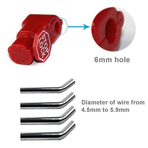 Peg Hook Stop Lock for Prevent The Sweep Theft of Displayed Products on A Wire Peg, Plastic Red 6mm Security Lock, Retail Shop Anti-Theft Display Slatwall and Pegboard Hook Lock (Red Stop Locks)