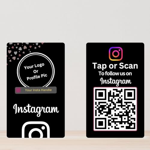 Custom Instagram NFC Card | With QR | With Logo & handle | 4K UV Printed | Black by tinydabba