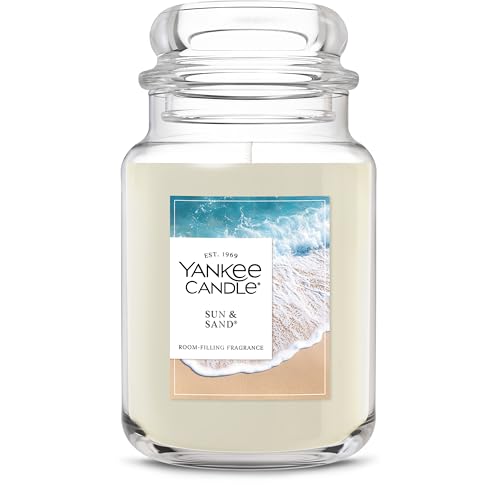 Yankee Candle Large Jar Scented Candle with up to 150 Hour Burn Time, Premium Plant Wax Blend for Consistent Burn, 22 oz Jar Candle with Room Filling Fragrance, Sun & Sand
